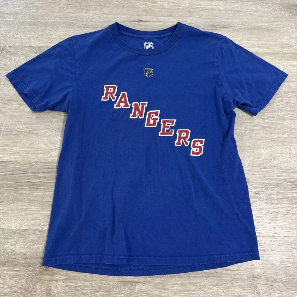 Mats Zuccarello Shirt New York Rangers NHL Boys Blue Large 14-16 Cotton